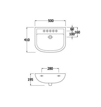 Healthcare '50' Two Tap Hole Medical basin